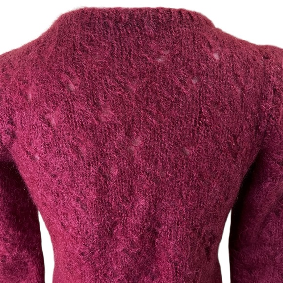 Hand Knit Mohair Lacy Fuzzy Eyelet Sweater – Dusty Rose – Small | Vintage 80’s - Picture 7 of 8